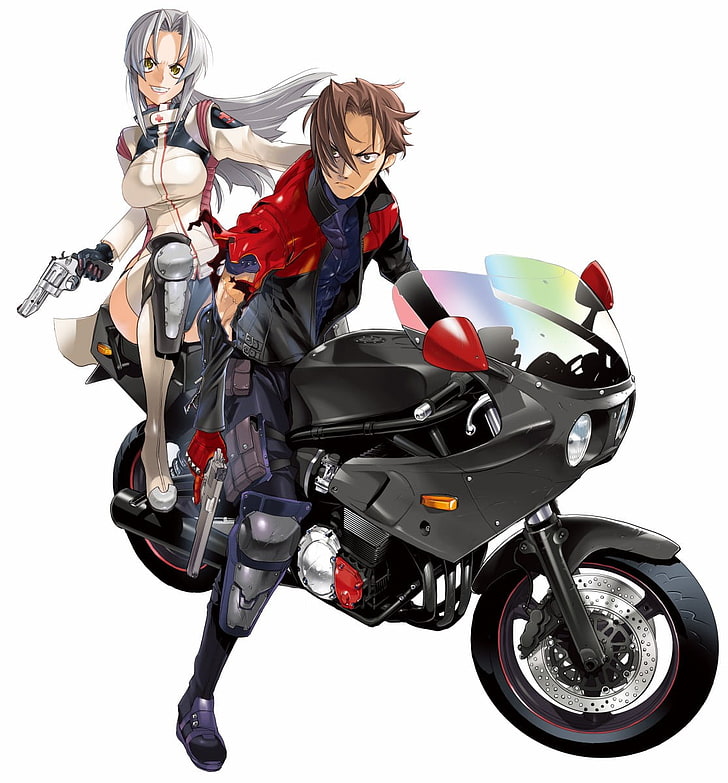 brown haired man riding on motorcycle illustration, Triage X, nurse outfit, motorcycle, HD wallpaper