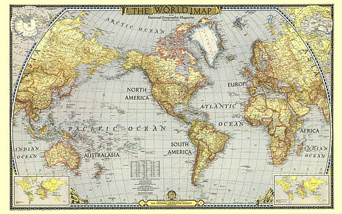 خريطة العالم ، العلامات ، القارات ، خريطة العالم ، المحيطات، خلفية HD HD wallpaper