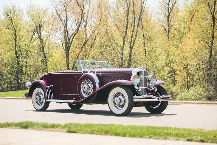 Duesenberg, модель Duesenberg J с исчезающей крышей, модель J29 1926 года модель Top Convertible Coupe, роскошный автомобиль, винтажный автомобиль, HD обои