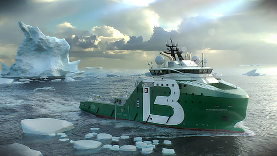 iceberg, artico, mare, veicolo, nave, Sfondo HD HD wallpaper