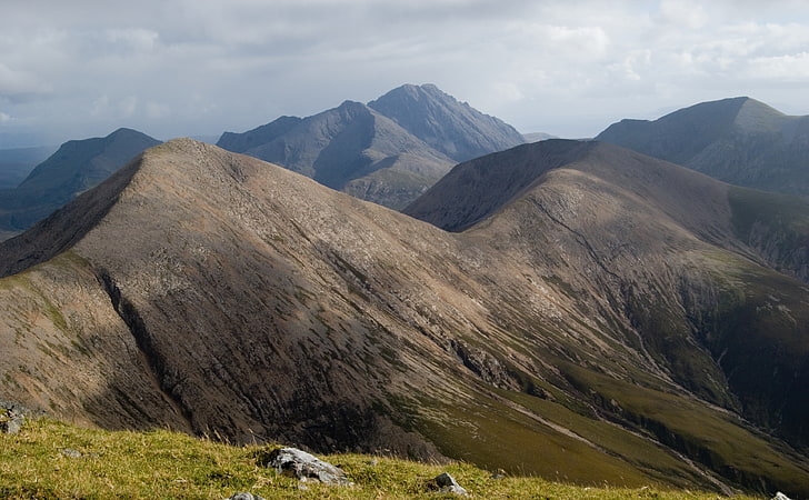 Beinn Dhearg Mhor, brown mountains, Nature, Mountains, landscape, scotland, skye, isle of skye, glamaig, highlands, scottish highlands, HD wallpaper