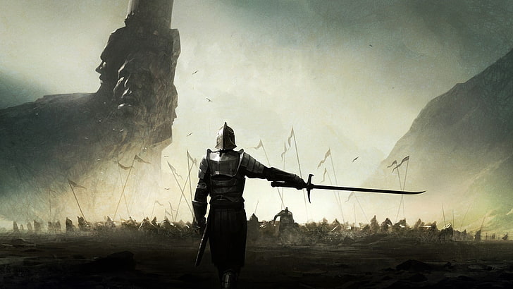 swordsman wallpaper, untitled, knight, sword, warrior, Mortal Online, video games, fantasy art, HD wallpaper