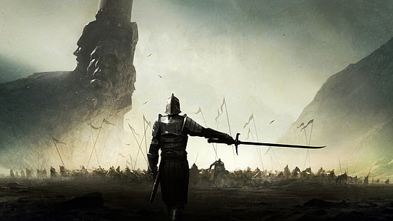 papel de parede espadachim, sem título, cavaleiro, espada, guerreiro, Mortal Online, videogames, arte da fantasia, HD papel de parede HD wallpaper