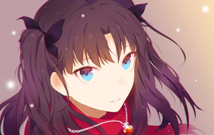 long personnage aux cheveux noirs, anime, anime girls, Fate Series, Tohsaka Rin, yeux bleus, cheveux longs, yeux, brune, Fate / Stay Night, manga, Fond d'écran HD