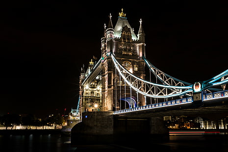 London Tower Bridge, tower bridge, London Tower Bridge, londyn wielka brytania, lato, Canon EOS 5D Mark III, podróż, nocna długa ekspozycja, wieża mostowa, jasne, tower Bridge, thames River, londyn - Anglia, anglia, słynne miejsce, wielka brytania, noc, architektura, most - konstrukcja stworzona przez człowieka, rzeka, most zwodzony, wieża, europa, stolice, oświetlone, podróże, turystyka, historia, Tapety HD HD wallpaper
