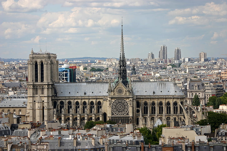gereja beton putih, notre-dame de paris, katedral, paris, france, Wallpaper HD