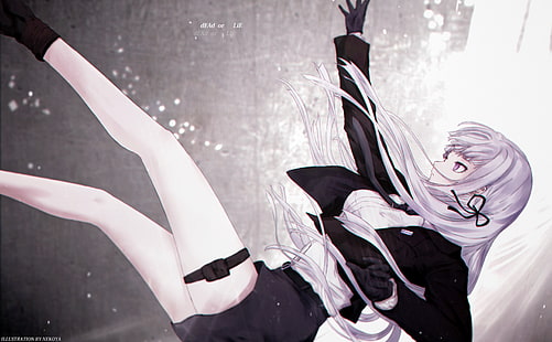 단간 론파, 쿄코 키리 기리, 넘어짐, 흰 머리카락, 애니메이션, HD 배경 화면 HD wallpaper