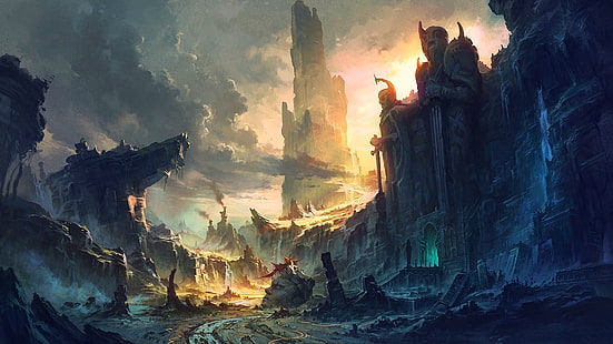 stad, ruin, Warcraft, HD tapet HD wallpaper