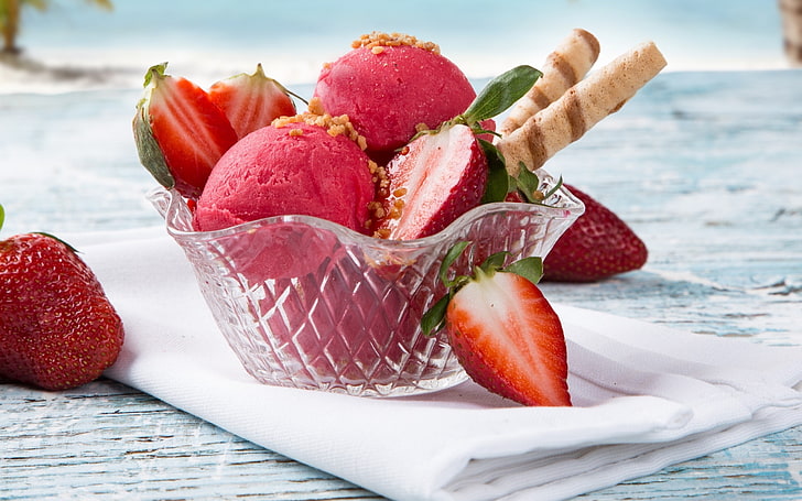 imagem de sorvete de morango, HD papel de parede