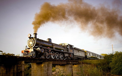 lokomotif, uap, kereta api, kereta api, layar lebar, Wallpaper HD HD wallpaper