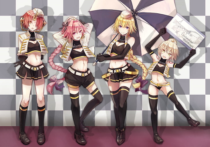 Fate Series, Fate / Apocrypha, anime girls, anime boys, Astolfo (Fate / Apocrypha), Rider of Black, Frankenstein (Fate / Apocrypha), Berserker of Black, Jack the Ripper (Fate / Apocrypha), Assassin of Black, Ruler ( Съдбата / Апокриф), Jeanne d'Arc, HD тапет