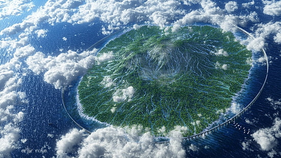 fotografía aérea de isla, isla, Fondo de pantalla HD HD wallpaper