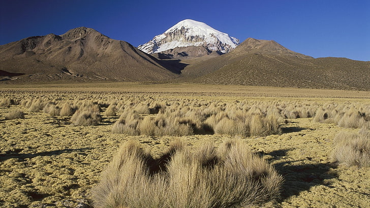 природа, пейзаж, планини, Боливия, сняг, долина, растения, хълмове, поле, HD тапет