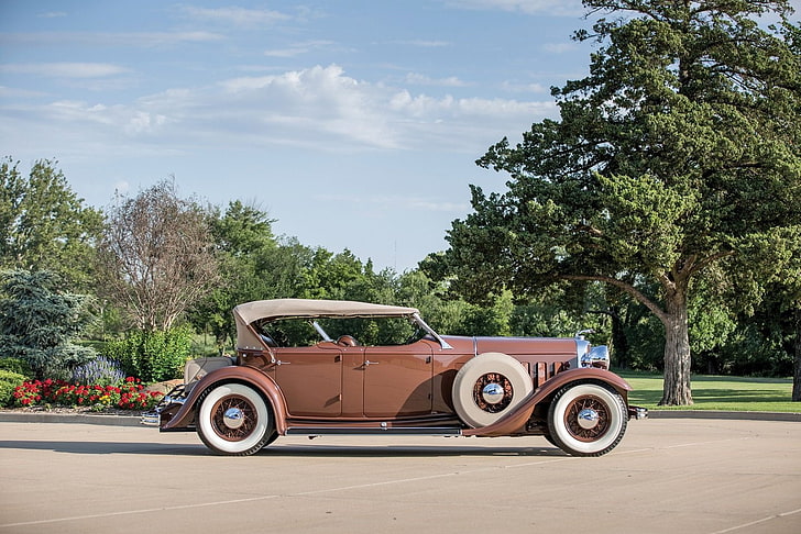 1932, cars, dual, lincoln, model, phaeton, retro, windshield, HD wallpaper