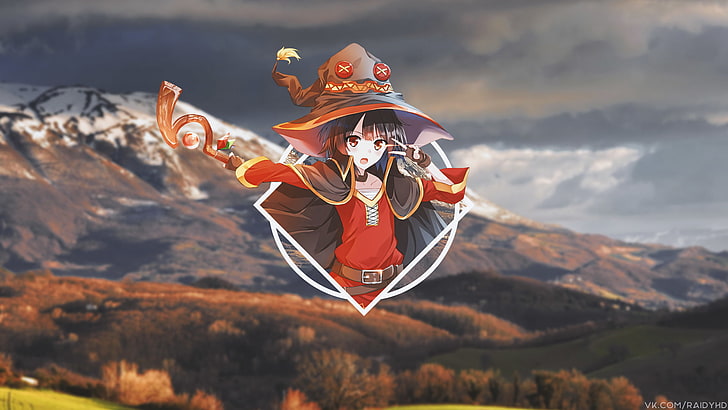 anime, anime girls, picture-in-picture, Megumin, HD wallpaper