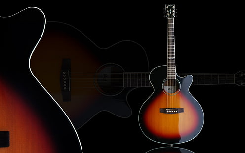 Coheed- und Cambria-Gitarre, braune und schwarze Akustikgitarre, Musik, Zusammenfassung, Gitarre, HD-Hintergrundbild HD wallpaper