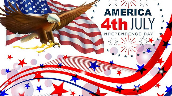 العلم الأمريكي النسر الأصلع 4 يوليو يوم الاستقلال في الولايات المتحدة خلفية عالية الدقة لسطح المكتب 3840 × 2160، خلفية HD