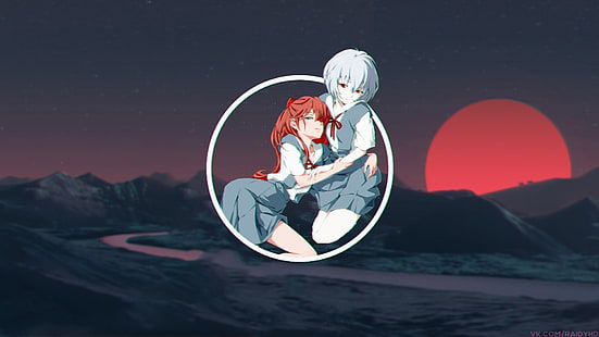 Anime, Anime Mädchen, Bild-in-Bild, Neon Genesis Evangelion, Asuka Langley Soryu, Ayanami Rei, HD-Hintergrundbild HD wallpaper
