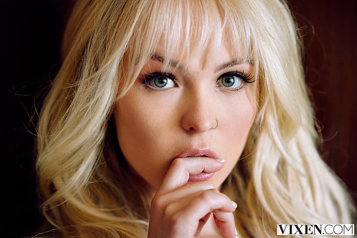 Lilly Bell Women Pornstar Blonde Vixen Green Eyes Long Hair Face Hd Wallpaper