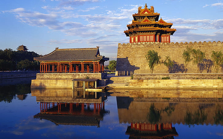 Ъглова кула на Забранения град в Пекин Китай, град, ъгъл, кула, забранен, Пекин, Китай, пътуване и свят, HD тапет