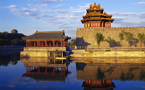 Ъглова кула на Забранения град в Пекин Китай, град, ъгъл, кула, забранен, Пекин, Китай, пътуване и свят, HD тапет HD wallpaper