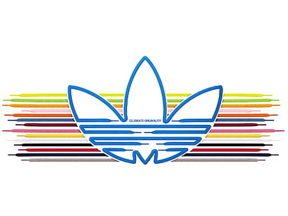 Adidas logo, Adidas, atacadores, comemorar originalmente, símbolo da Adidas, comemorar original, HD papel de parede HD wallpaper