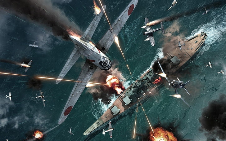 Pintura de dos aviones de combate, Japón, Segunda Guerra Mundial, Zero,  Fondo de pantalla HD | Wallpaperbetter