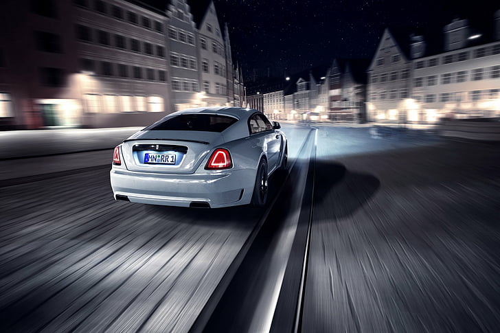 Rolls Royce, Rolls-Royce Wraith, Voiture, Voiture de luxe, Motion Blur, Rolls-Royce, Véhicule, Voiture blanche, Fond d'écran HD