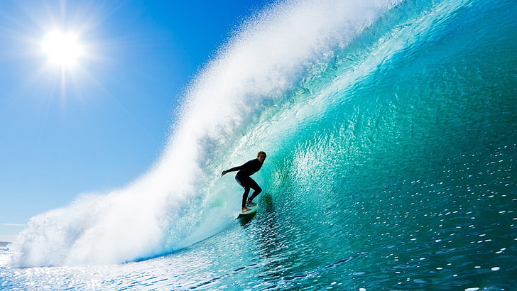 homme faisant du surf, surf, sport, sports, hommes, vagues, Fond d'écran HD