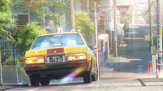 fondo de pantalla de la aplicación del juego, Kimi no Na Wa, anime, Tokio, Japón, Your Name, taxi, road, Fondo de pantalla HD HD wallpaper