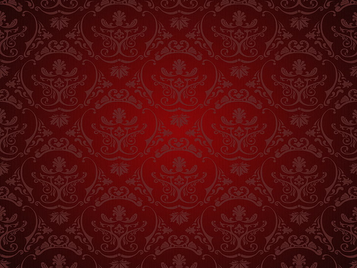 Ilustración floral rojo y blanco, retro, patrón, vector, oscuro, rojo, ornamento, vintage, textura, fondo, degradado, Fondo de pantalla HD