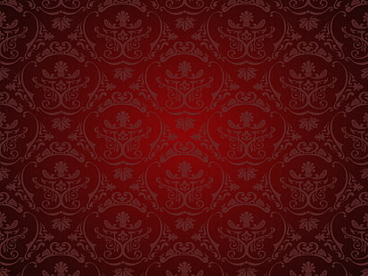 червено и бяло флорална илюстрация, ретро, ​​модел, вектор, тъмно, червено, орнамент, реколта, текстура, фон, градиент, HD тапет HD wallpaper
