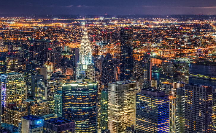 Manhattan Panorama, grå betongbyggnader, Stad, Byggnader, Arkitektur, Stadsbild, Empire, Chrysler, Betong, canon, newyork, newyorkcity, canon5d, canon5dmarkiii, chryslerbuilding, empirestate, HD tapet