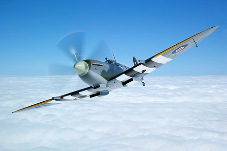 Luchador, Spitfire, Supermarine Spitfire, RAF, La Segunda Guerra Mundial, Fondo de pantalla HD HD wallpaper