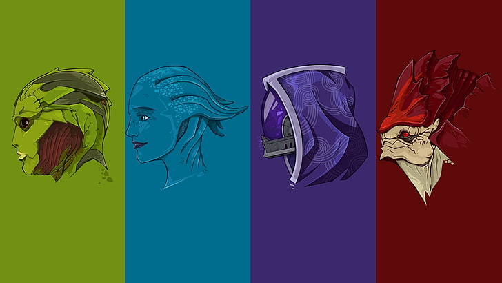 collage de personnages de dessins animés, Bioware, Mass Effect, jeux vidéo, Fond d'écran HD