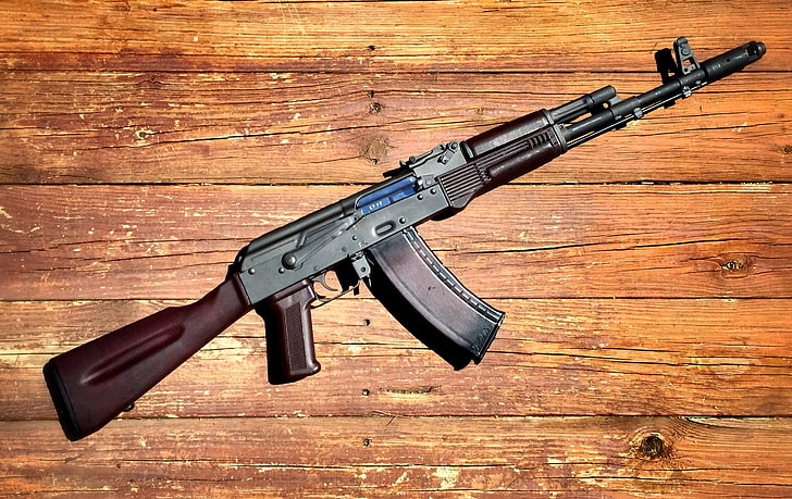 gray and brown AK47, weapons, machine, Kalashnikov, AK-74, HD wallpaper
