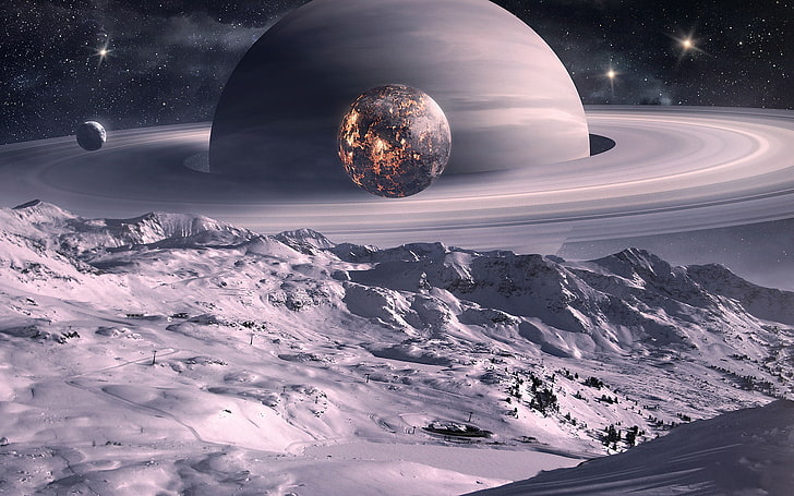 Moon Of Saturn, planet illustration, 3D, Space, sky, moon, HD wallpaper |  Wallpaperbetter