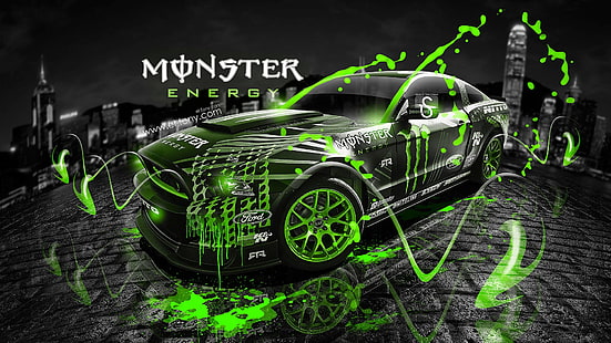 Drift, Energie, Ford, Monster, Mustang, Rennen, Rennen, rtr, HD-Hintergrundbild HD wallpaper