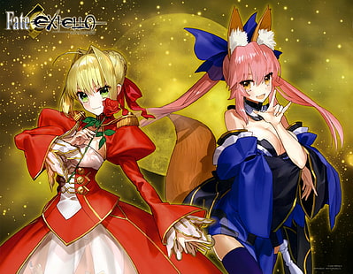 Fate Series, Fate / Extra, Nero Claudius, Red Saber, Tamamo no Mae, HD tapet HD wallpaper