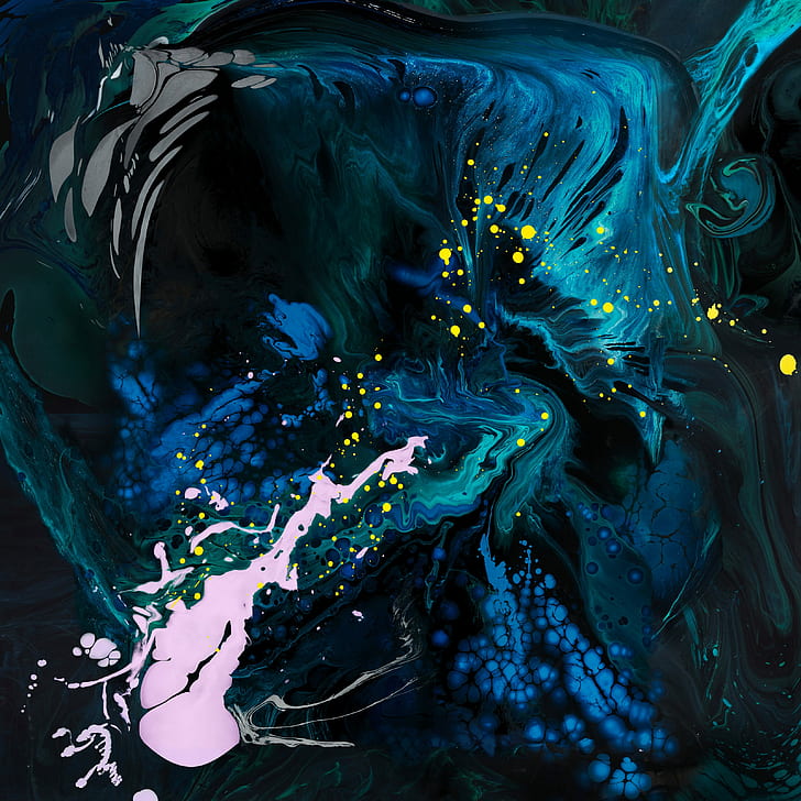 Warna Burst, abstrak, surealis, biru, kuning, karya seni, Wallpaper HD