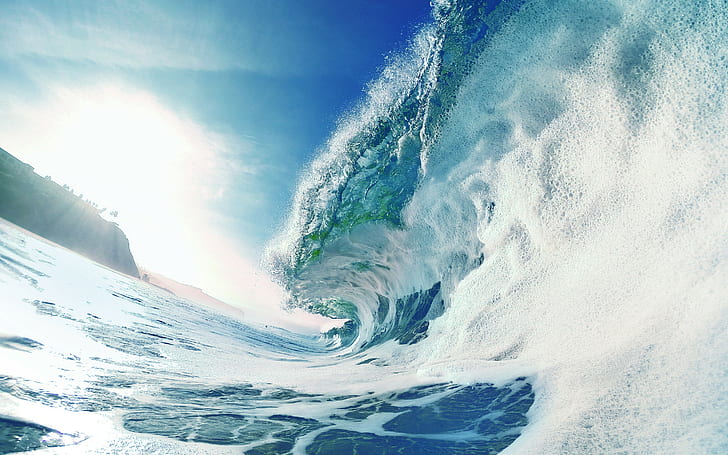 Espuma de ondas do mar, ondas do mar, espuma, onda, spray, mar, HD papel de parede