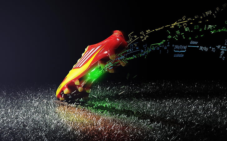 Adidas Fantasy, red and yellow cleat, brand, shoes, colours, HD wallpaper