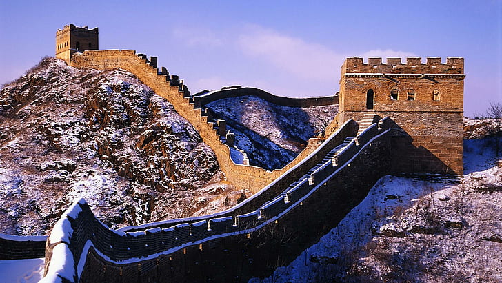 Great Wall China, great, china, wall, winter, ancient, animals, HD wallpaper