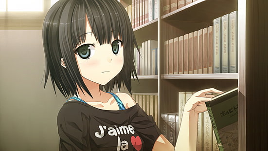 черноволосый женский аниме персонаж, аниме, аниме девушки, монобено, алишима алиса, темные волосы, визуальный роман, HD обои HD wallpaper