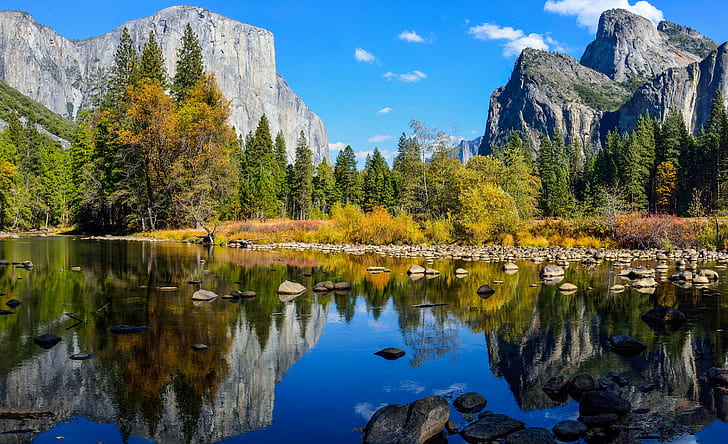 осень, национальный, Невада, парк, река, Сьерра, Йосемити, HD обои