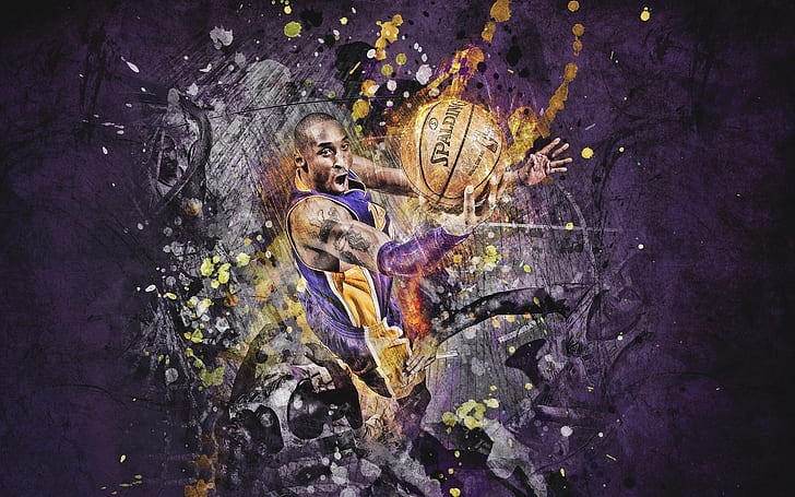 Kobe Bryant Art, lakers, pemain bola basket, latar belakang, Wallpaper HD