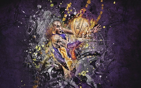 Kobe Bryant Art, lakers, basketball player, background, HD wallpaper HD wallpaper