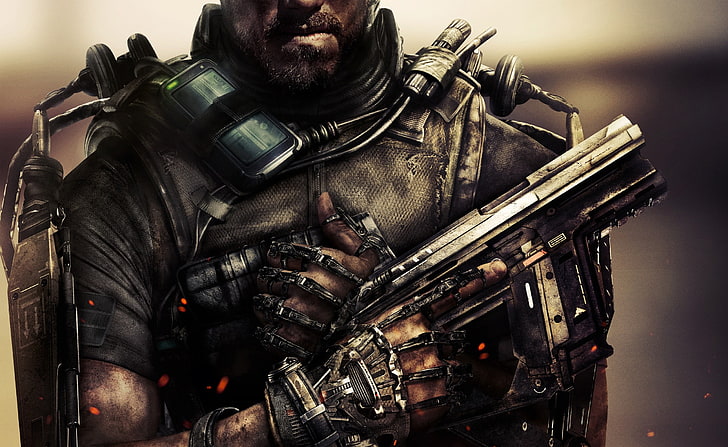 мъж, носещ тапет за щурмова пушка, тапет за игра, Call of Duty: Advanced Warfare, Call of Duty, HD тапет