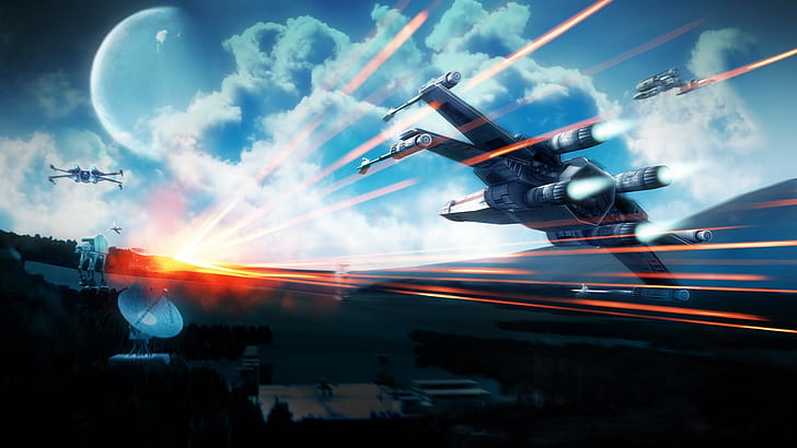 Schlachtfeld 3, Kaspische Grenze, Science-Fiction, Raumschiff, Star Wars, X-Flügel, HD-Hintergrundbild