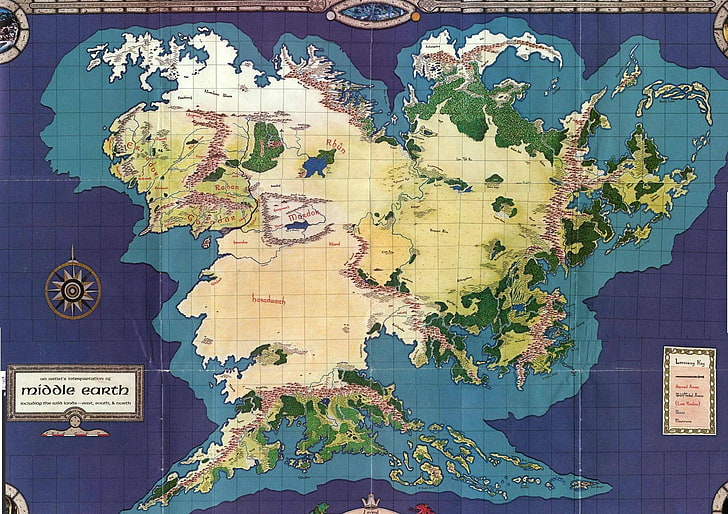 карта, Властелинът на пръстените, Средна земя, HD тапет